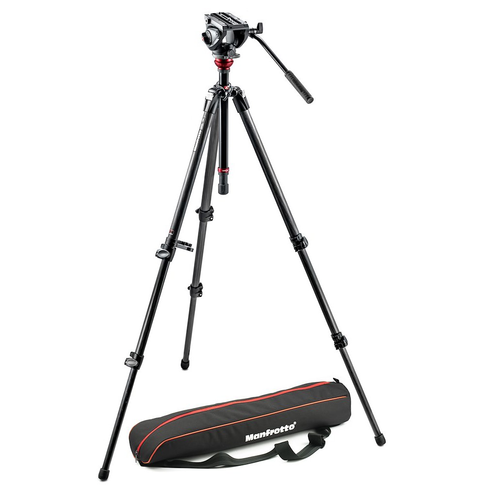 Manfrotto Carbon-Stativ mit Fluid-Video-Neiger