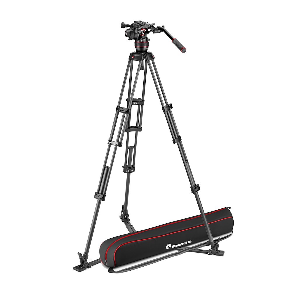 Manfrotto Nitrotech 608 Carbon VIdeo-Stativ mit Bodenspinne