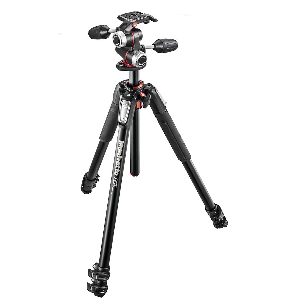 Manfrotto 055 kit - alu 3-section horiz. column tripod with head